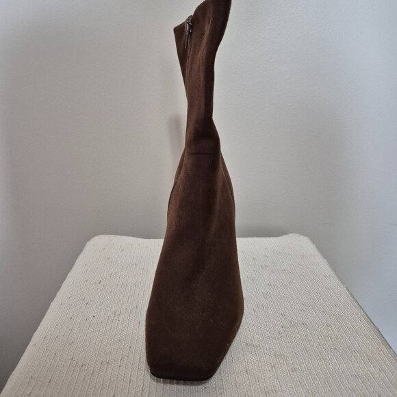 Chocolate Brown Faux Suede Boots - Picture 3 of 14